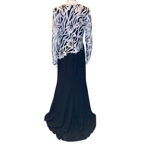 NWT Tadashi Shoji Black and White Juanita Sequin Embellished Gown - Sz 8 - Picture 4 of 10